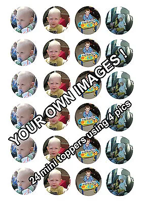£3.25 • Buy 24 X Your Image / Photo Personalised Cup Cake Toppers ICING (up To 4 Pics)