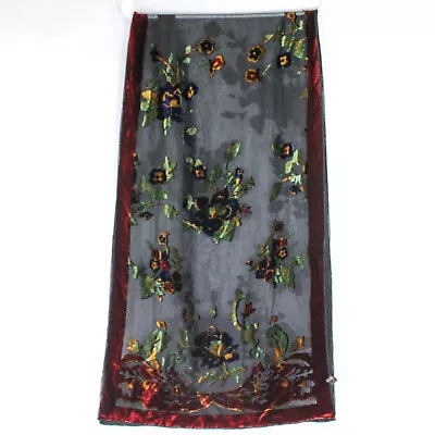 Kensyo Museum Collection Scarf Wrap Shawl Burgundy Green Black Floral Elegant • $24.70