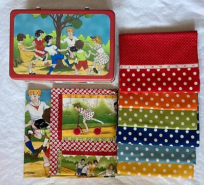 RARE!  American Jane Recess 7+ Yds Fabric Set In A Collectable Suitcase Tin OOP  • $125