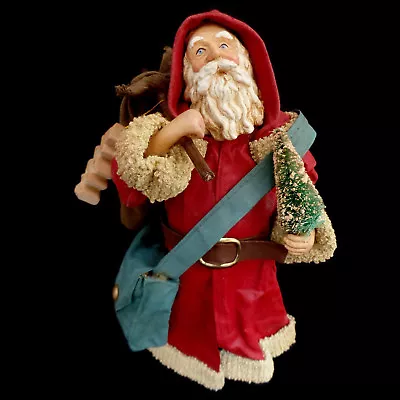 SANTA CLAUS FIGURE With BOTTLE-BRUSH TREE / CLOTHTIQUE-TYPE / MIDWEST IMPORTERS • $37.19