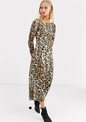& Other Stories Leopard Print Mesh Midi Dress Size 8 • $25.25