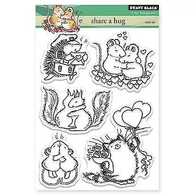 Share A Hug Clear Unmounted Rubber Stamp Set PENNY BLACK- NEW 30-271 • $21.65