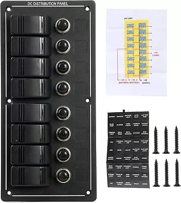 8 Gang Aluminum LED Rocker Switch Panel With Circuit Breaker For Marine Boat Rv • $59.99