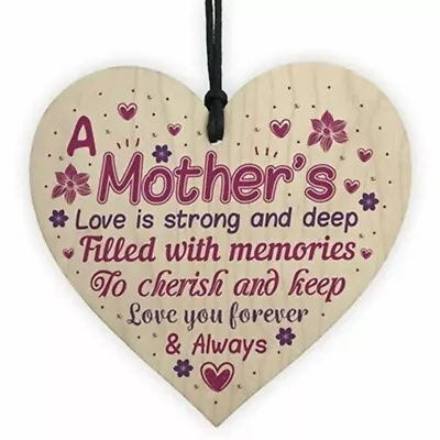 Mum I Love You Christmas Wooden Hanging Heart Mother's Day Gift Mums Birthday • $4.50