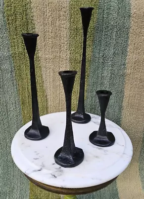 Set Of Four Pottery Barn Rena Taper Cast Iron Candle Holders Tapered • $64.98