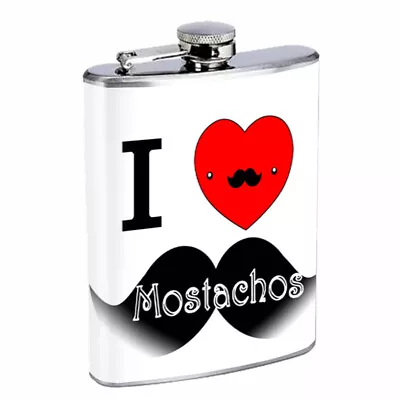 Cute Mustache D1 8oz Stainless Steel Hip Flask • $14.95