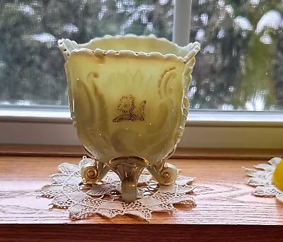 Antique Norwood Vaseline Custard Glass Louis XV Footed Opened Sugar Bowl • $15.95