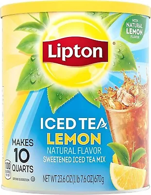 Lipton Iced Tea Natural Lemon Sweetened Iced Tea Powder 10 Quarts • £17.99
