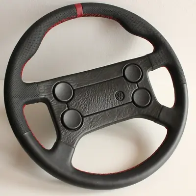 Steering Wheel OEM VW  Leather Golf Jetta Scirocco Mk1 Mk2 Red GTI Style 77-88' • $314.54