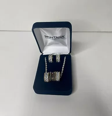 Montana Silversmiths Jewelry Womens Necklace Earrings Set Roped Cz Cuff JS61133 • $59.95