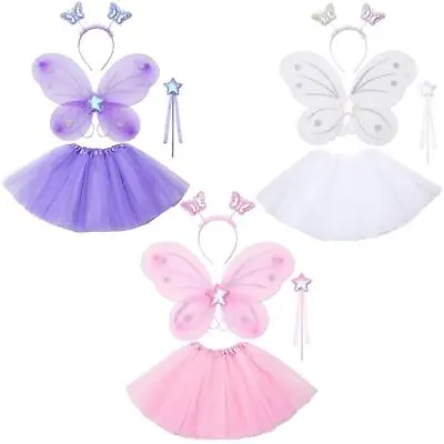 Fairy Costume For Girls Fairy Wings And Tutu Butterfly Outfit Angel Fancy Dress • £9.99