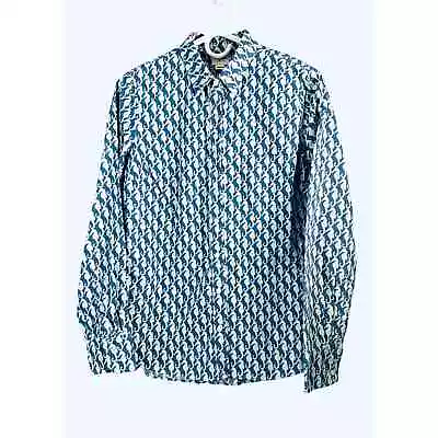 J.Crew Women's Button Up Shirt Small Blue White Sea Horse Collared Long Sleeve • $24.95