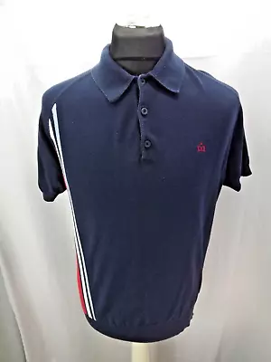 Merc London Selby Knitted Cottonb Navy Polo Pique Shirt Size Xl (y499) • £7.50