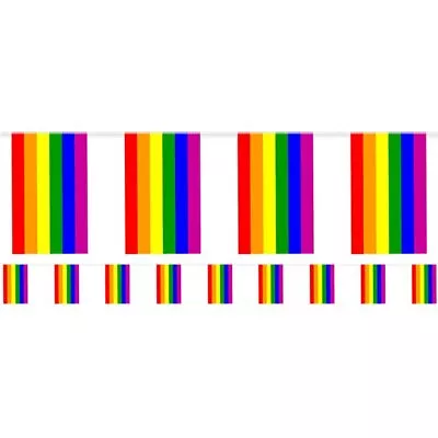 Gay Pride Rainbow Stripe 7 Metre 24 Flag Bunting Flags Party Decoration New • £4.99