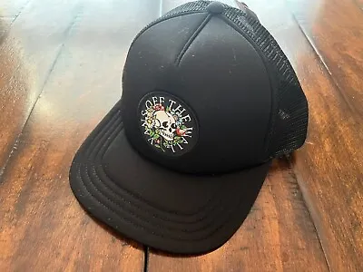 VANS Hat Cap Forage Trucker Skull Flower BLACK Snapback Flat Brim Foam Front NEW • $24