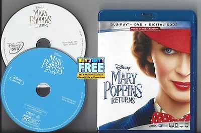 Mary Poppins Returns (Blu-ray/DVD 2018) Disney Emily Blunt Disc & Cover Art Only • $5.99