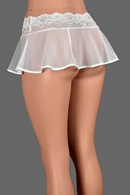 $32 • Buy Sheer White Mesh + Lace Micro Mini Skirt XS S M L XL 2XL 3XL Plus Size Lingerie