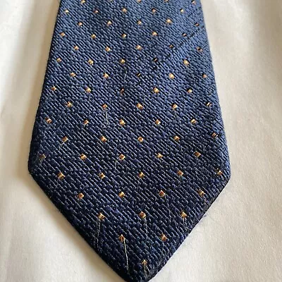 E MARINELLA NAPOLI Solid Blue Gold Brown Square Cashmere Tie HANDMADE ITALY 58  • $55.49