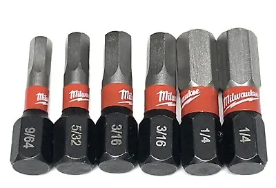 9/64 5/32 3/16 1/4 Hex MILWAUKEE SHOCKWAVE Hex Bit Set 1in. 6Pc Allen Set • $9.99