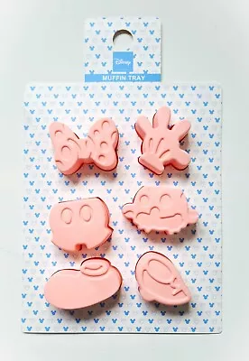 Disney Mickey Mouse Shape Silicone Muffin Baking Mold Tray Pink Primark • £4.95