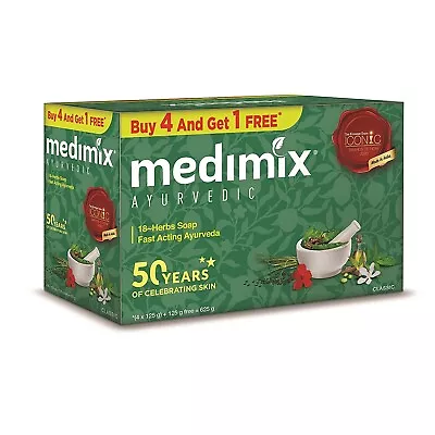 5 X 125g Medimix Ayurvedic Classic 18 Herbs Soap Free Ship • $26.59