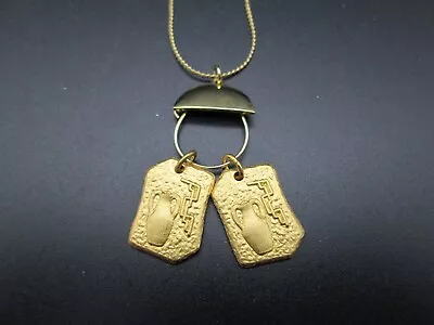 Signed Gold Tone Cut Out Swiveling Acorn Necklace Egyptian Revival Charm Estate • $15.99