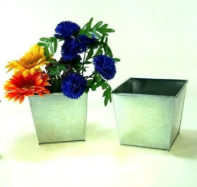 METAL MINI BUCKET POT Pail Tin Tub Flour Plant Wedding Food Serving Galvanised • £6.99