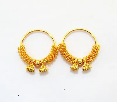 $16.43 • Buy SALE Indian Earring Jhumki 22k Gold Plated Hoop Earrings Bali Mother's Day Gift