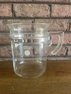 VTG Pyrex Glass Beaker 3000 Ml W/ Handle Stainless Steel Straps #1010 • $90