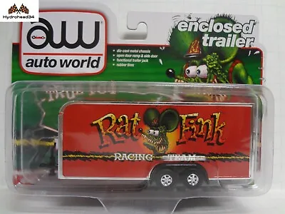 Auto World Enclosed Car Trailer Rat Fink Racing Team 1:64 Scale AWSP093 Select S • $8.99