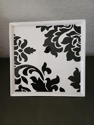 MARTHA STEWART CAKE STAND Ceramic Square Collection MACY'S Black White NEW • $20