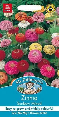 Mr Fothergills - Pictorial Packet - Flower - Zinnia Sunbow Mixed - 75 Seeds • £3.70