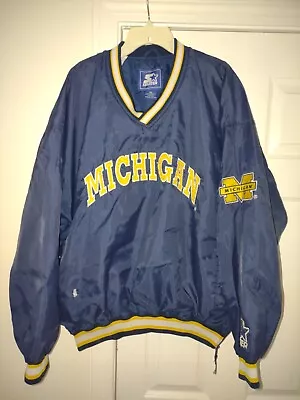 Vintage Michigan Wolverines Starter Pullover Jacket Navy Men's 2XL Windbreaker  • $9.99