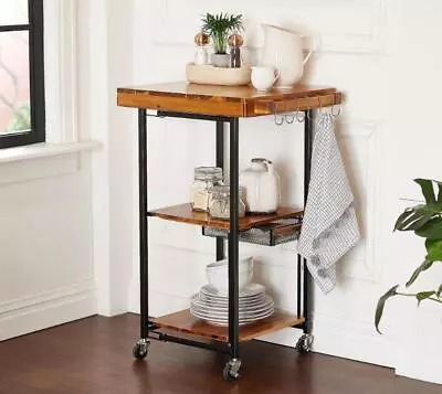 Oasis Acacia Wood Rectangular Folding Kitchen Cart W/ Drawer • $99.99