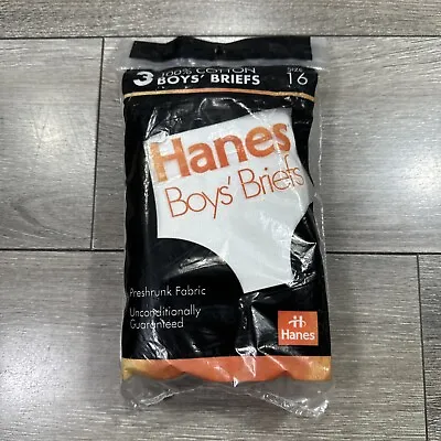 New VINTAGE HANES 1992 BOYS SIZE 16 WHITE Cotton Briefs  • $29.99