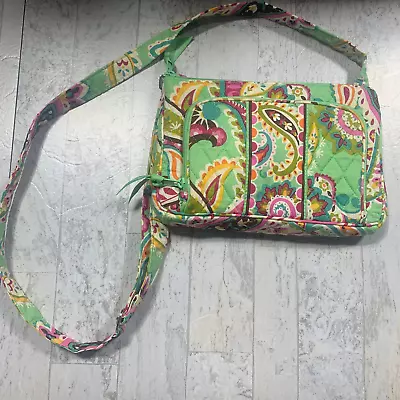 Vera Bradley Tutti Frutti Crossbody Bag Green Paisley Print Pockets Travel • $22.39