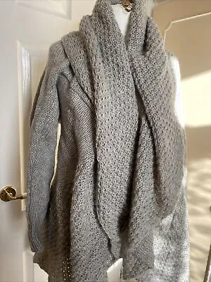 Nooki M/L Grey Chunky Knit Wool Blend Cocoon Style Cardigan New With Tags • £25