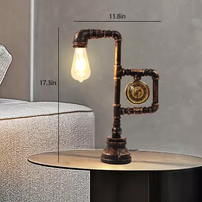 Vintage Steampunk Industrial Water Pipe Bedside Light Reading Table Lamp  • $51