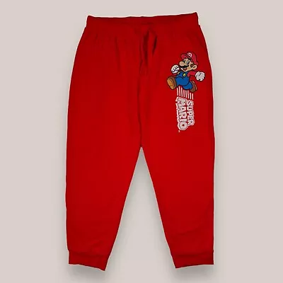 Official Nintendo Super Mario Red Lounge Pajama Pants Elastic Waist Men’s Size L • $8.85