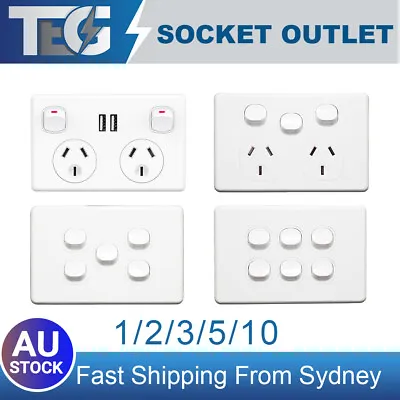 BULK LOT 10A Amp 240V Double Power Point Electric Wall Socket Outlet GPO Switch • $9.99