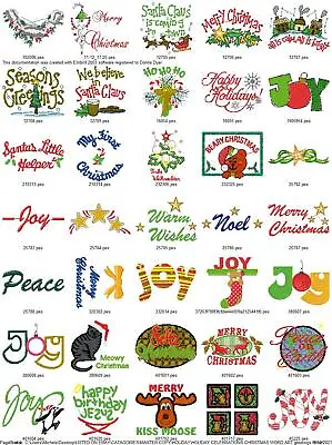 124 Christmas Greetings Wordart Embroidery Machine Designs Collection Pes  • $7.95