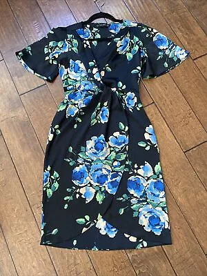 ZARA Basic Black Floral Silky Feel Dress - Mother’s Day Dress Size Small • $22
