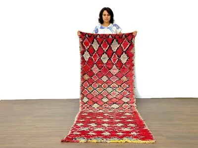 Living Room Rug Beni Ouraine Carpet Handmade Diamond Pattern Runner Vintage Area • $161.50