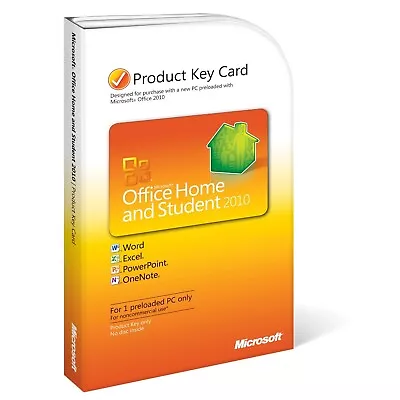 Microsoft Office Home And Student 2010 Full Retail Windows Key Card 1 PC License • $59.99