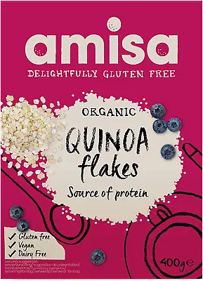 Organic Gluten Free Quinoa Flakes 400G Certified Gluten Free Vegan Protein • £9.10