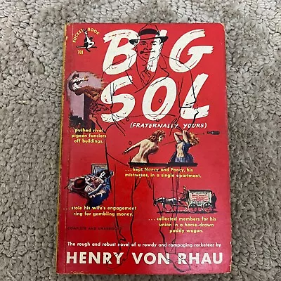 Big Sol Crime Thriller Paperback Book By Henry Von Rhau Pocket Books 1950 • $12.99