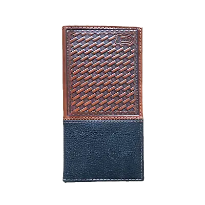 Justin Men's Dark Brown Basket Weave Rodeo Wallet 2005767W8 • $24.97