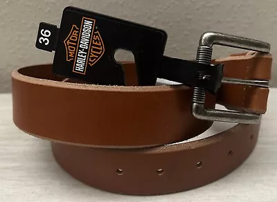 Harley-Davidson BMM004 Men Sz 36 Brown Heritage Grooved Roller Leather Belt $98 • $36.82