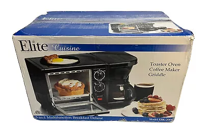 Elite Cuisine 3-in-1 Breakfast Center COFFEE MAKER TOASTER OVEN GRIDDLE EBK-200B • $35