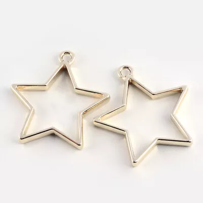 £6.64 • Buy Hollow LARGE Star Pendants Gold FLAT Open Back Bezel Resin Flower Jewellery